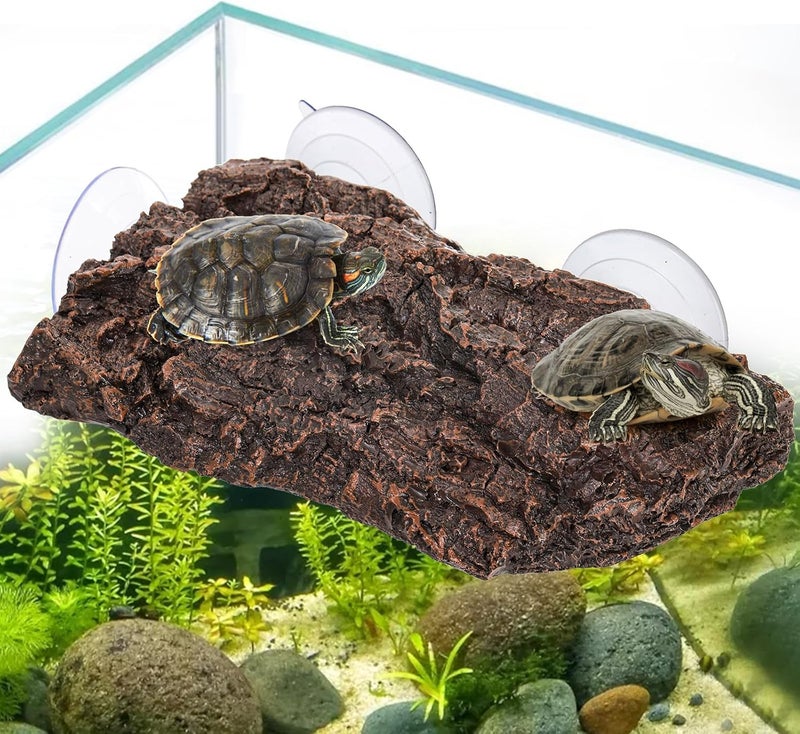 ZENFUN Turtle Basking Platform, Fish Tank Aquarium Tortoise Climbing Platform with 3 Suction Cups, Baby Tortoise Resting Terrace, Climbing Ramp Shale Reptiles Dock for Terrapins, Frogs - Image 1